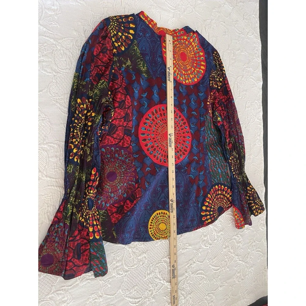 D'IYANU Dress Bold Blouse Geometric Africian Vibrant Colors Ladies 2X NWT
